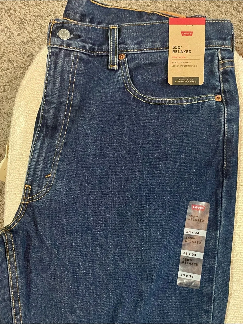 Levi's 550 Relaxed 38x34 Men’s Jeans in Dark Blue Denim